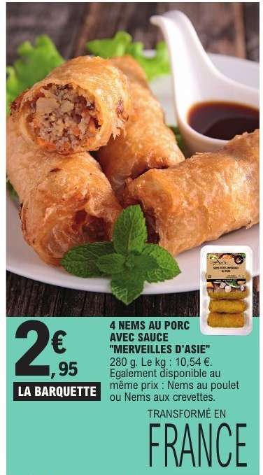 4 Nems au porc avec sauce 'Merveilles d'Asie'