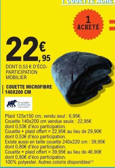 COUETTE MICROFIBRE 140X200 CM