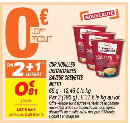 CUP NOUILLES INSTANTANÉES SAVEUR CREVETTE