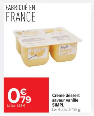Crème dessert saveur vanille SIMPL